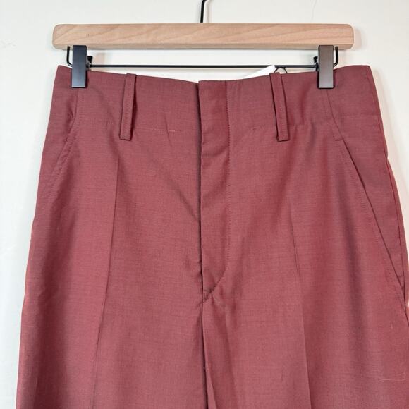 Isabel Marant Noah Trousers Burgundy Wool High Rise Tapered Leg Size 4 Classic - Picture 2 of 11